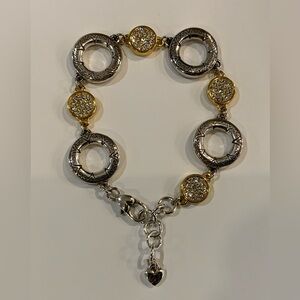 BRIGHTON Circle Scroll Silver and Gold Bracelet